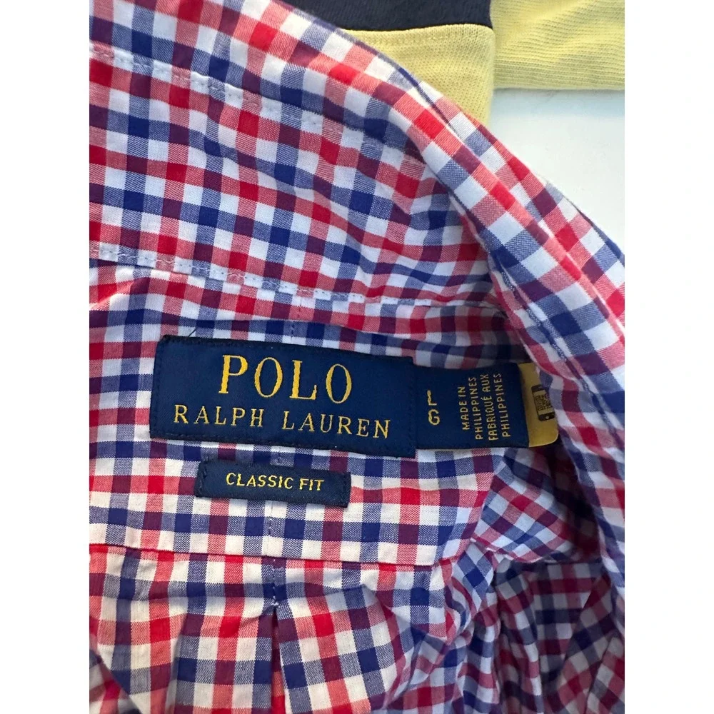 Polo Ralph Lauren Men's Red Gingham Classic Fit Button Down Shirt Size Large